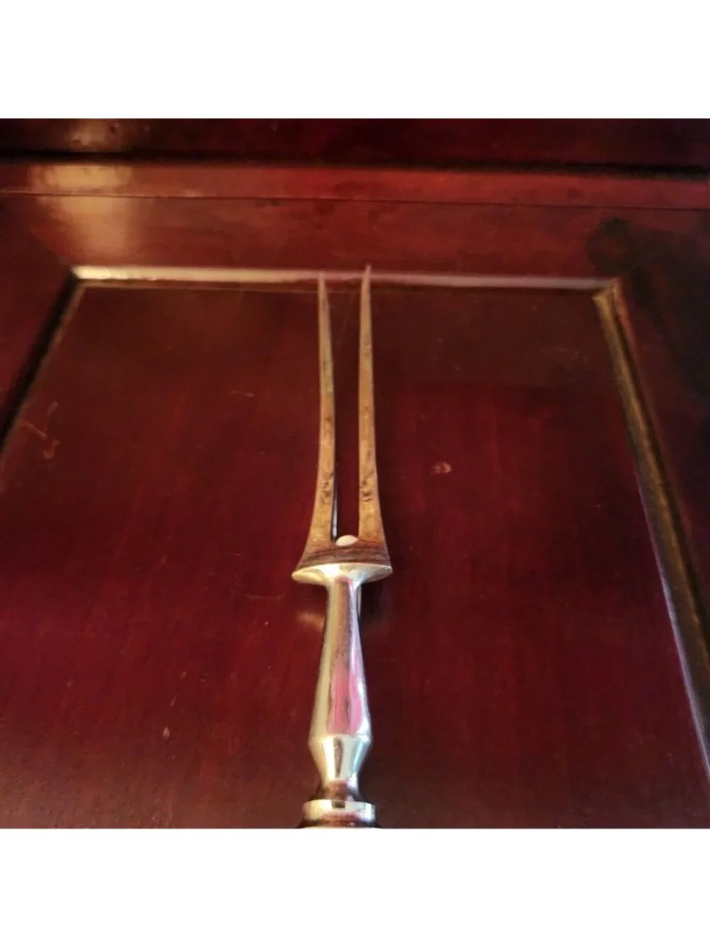 Vintage 1950's Stainless Steel Carving Fork with Finger Guard